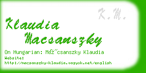 klaudia macsanszky business card